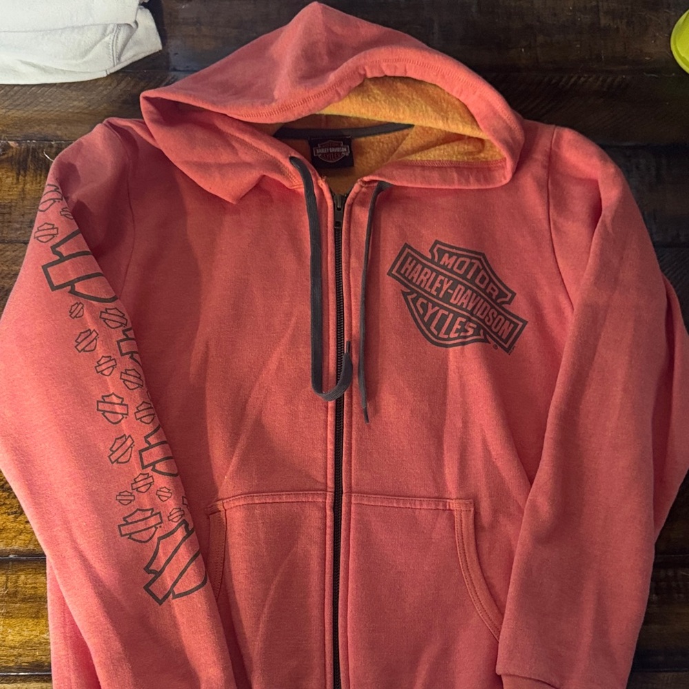 Harley-Davidson Orange Zip-Up Hoodie